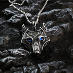 🐺✨ Celtic Wolf Pendant Necklace – Mystic Blue-Eye Amulet