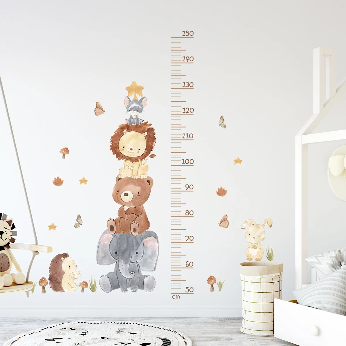 🌈📏 Cute Kids Height Chart Wall Stickers – Removable PVC Growth Ruler 🚀🐻