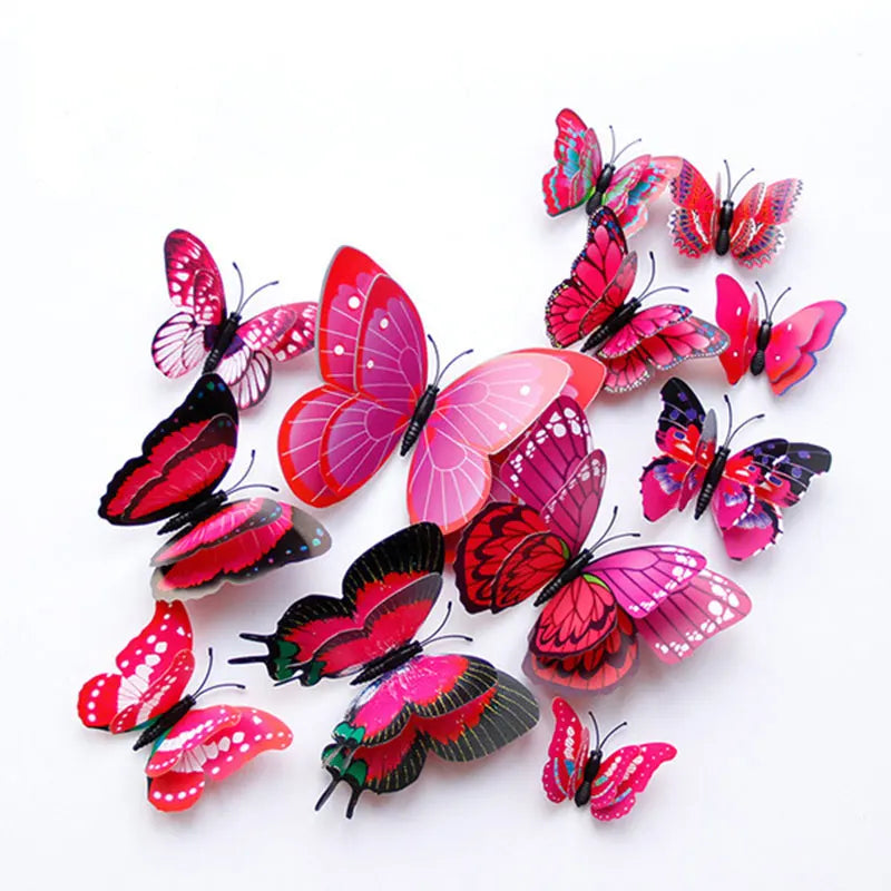 🌈 3D Butterfly Wall Stickers – Double-Layer Decorative Set (12pcs) 🦋✨