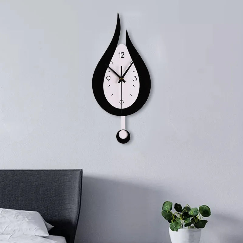 🕒 Drop-Shaped Wall Clock - Black & White Modern Design