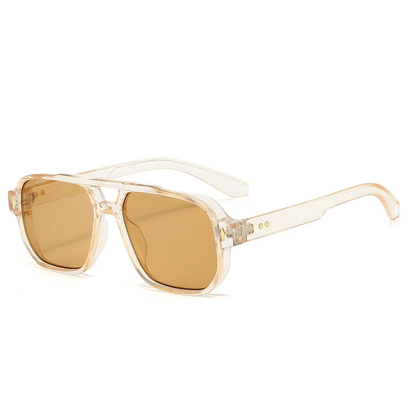Vintage Square Double-Bridge Sunglasses 😎 | UV400 Unisex Fashion