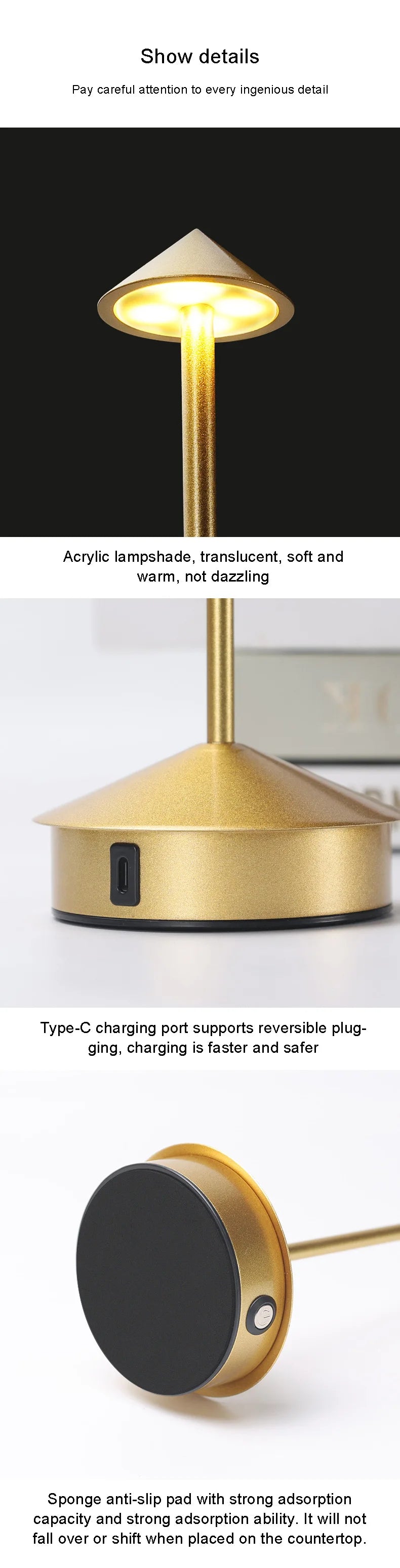 Creative Touch LED Table Lamp – Rechargeable Table Lamp 🌙✨