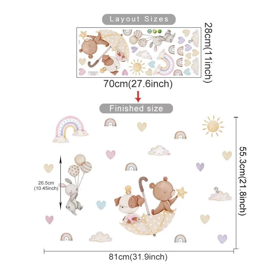 🌈✨ Cute Cartoon Wall Stickers for Kids’ Room (28 Variants)