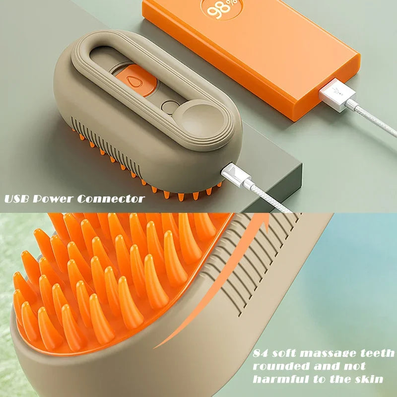 🐾 Steam Pet Grooming Brush 3-in-1 – Electric Vapor Cleaning & Massage Comb 🐾