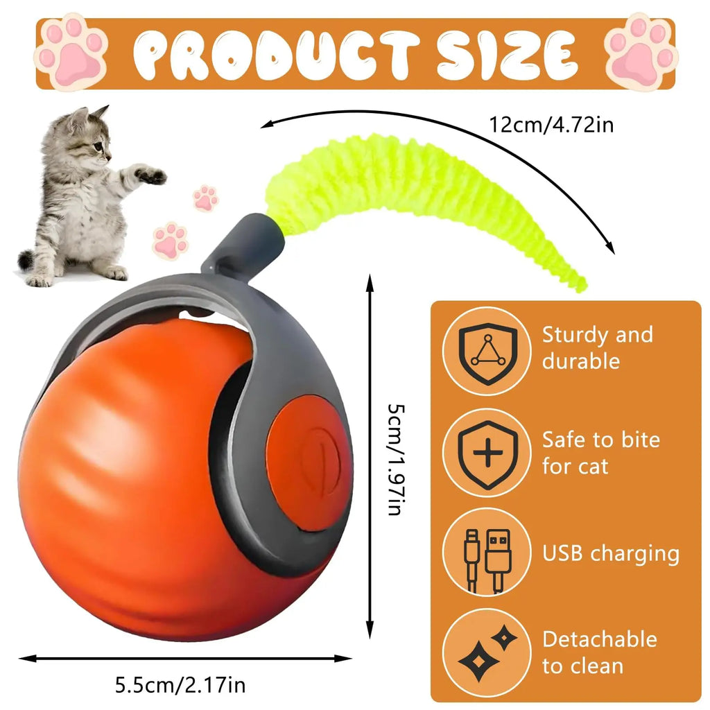 🐾 New Speedy Tail 2.0 Interactive Cat Toy – Smart Rolling Ball with Adjustable Speeds 🐾