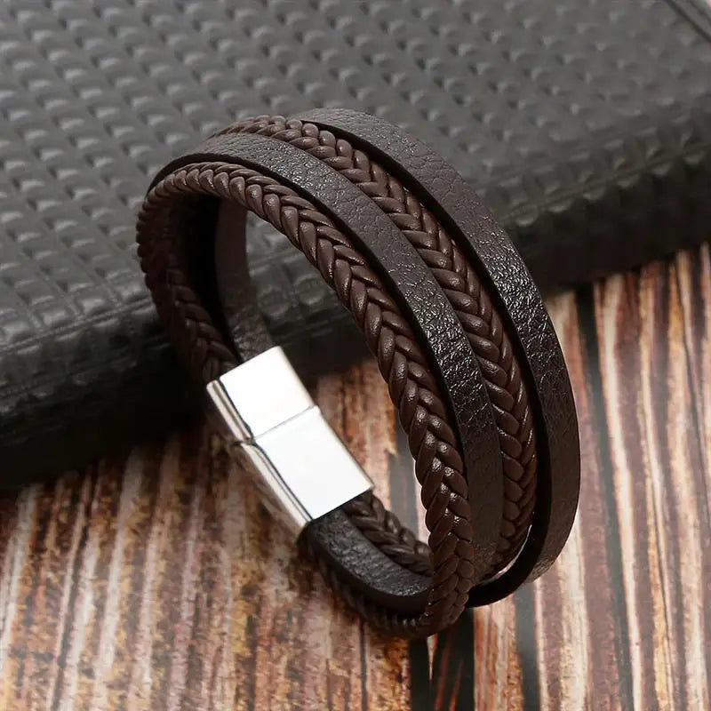 🔥 Leather Wrap Bracelet – Men’s Multi-Layer Wristband (108 Styles) 🔥