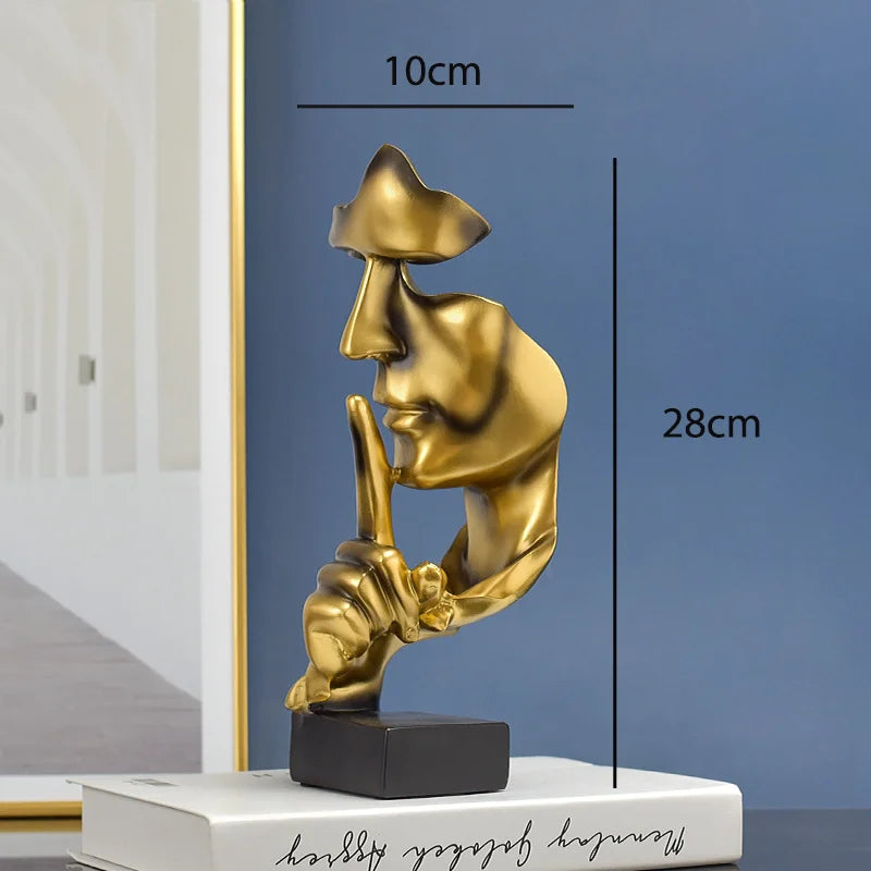 ✨ “Silence Is Golden” Abstract Face Statue – Modern Home Decor 🖤✨