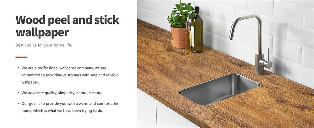 🪵✨ Wood-Grain PVC Waterproof Adhesive Wallpaper – Multiple Sizes & Colors