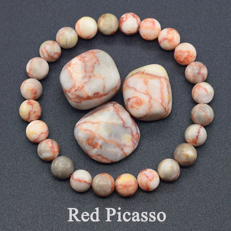 🌈 Natural Stone Energy Bracelet – 8mm Crystal Beads ✨