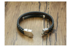 🔥 Leather & Steel Men’s Bracelet – Bold Minimalist Style 💥