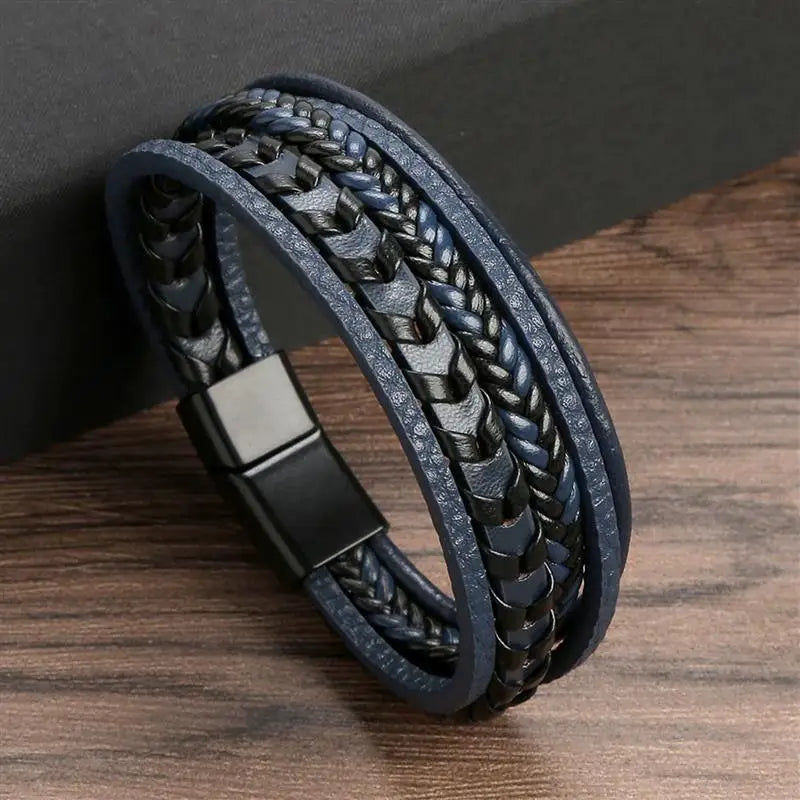 🔥 Leather Wrap Bracelet – Men’s Multi-Layer Wristband (108 Styles) 🔥