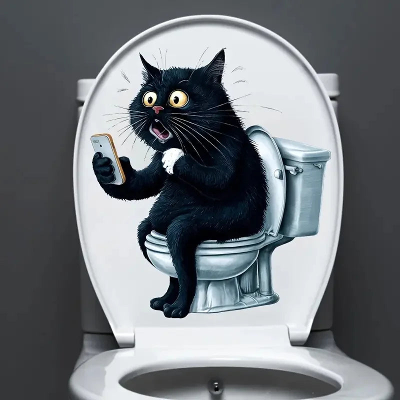 💩😹 Funny Cat Toilet Wall Sticker – Hilarious Bathroom Décor!