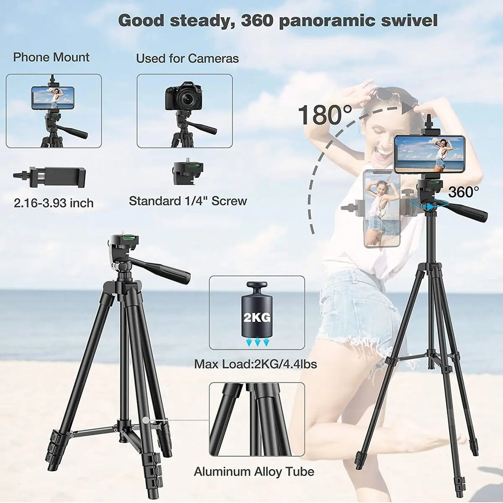 📸 Lightweight 103cm Tripod with Bluetooth Remote – 360° Panoramic Phone/Camera Stand for TikTok, Vlogs & Photography