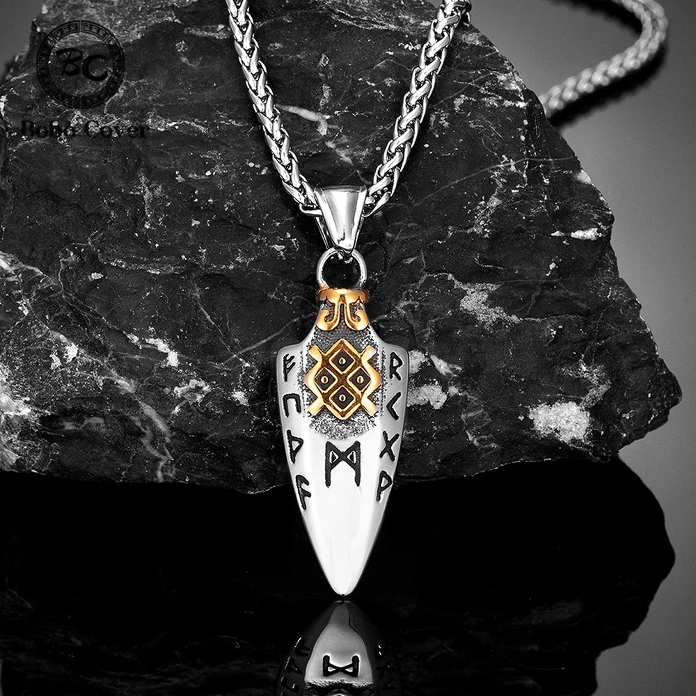 🗡️ Viking Rune Arrowhead Pendant Necklace – Norse Warrior Amulet ⚔️