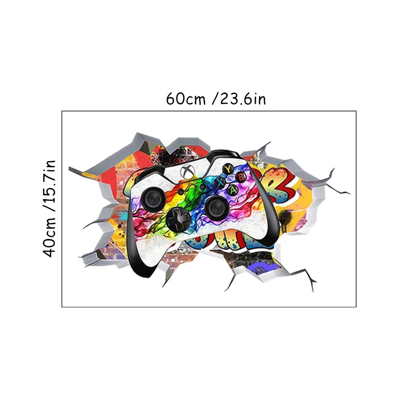 🔥 3D Gamer Wall Stickers – Broken Wall Effect 🎮✨