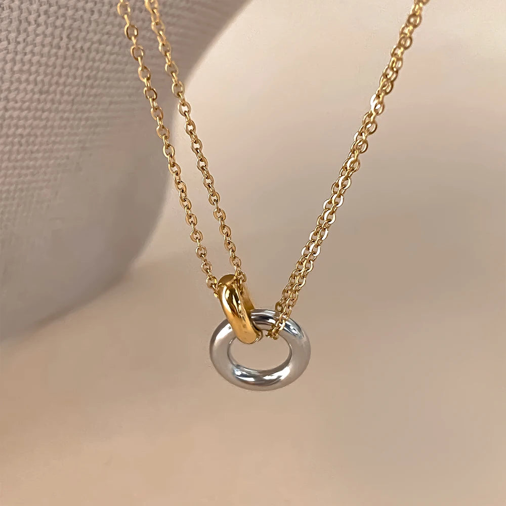 ✨ Elegant Dual-Tone Pendant Necklace – Minimal Chic Jewelry ✨