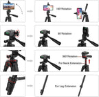 📸 Lightweight 103cm Tripod with Bluetooth Remote – 360° Panoramic Phone/Camera Stand for TikTok, Vlogs & Photography