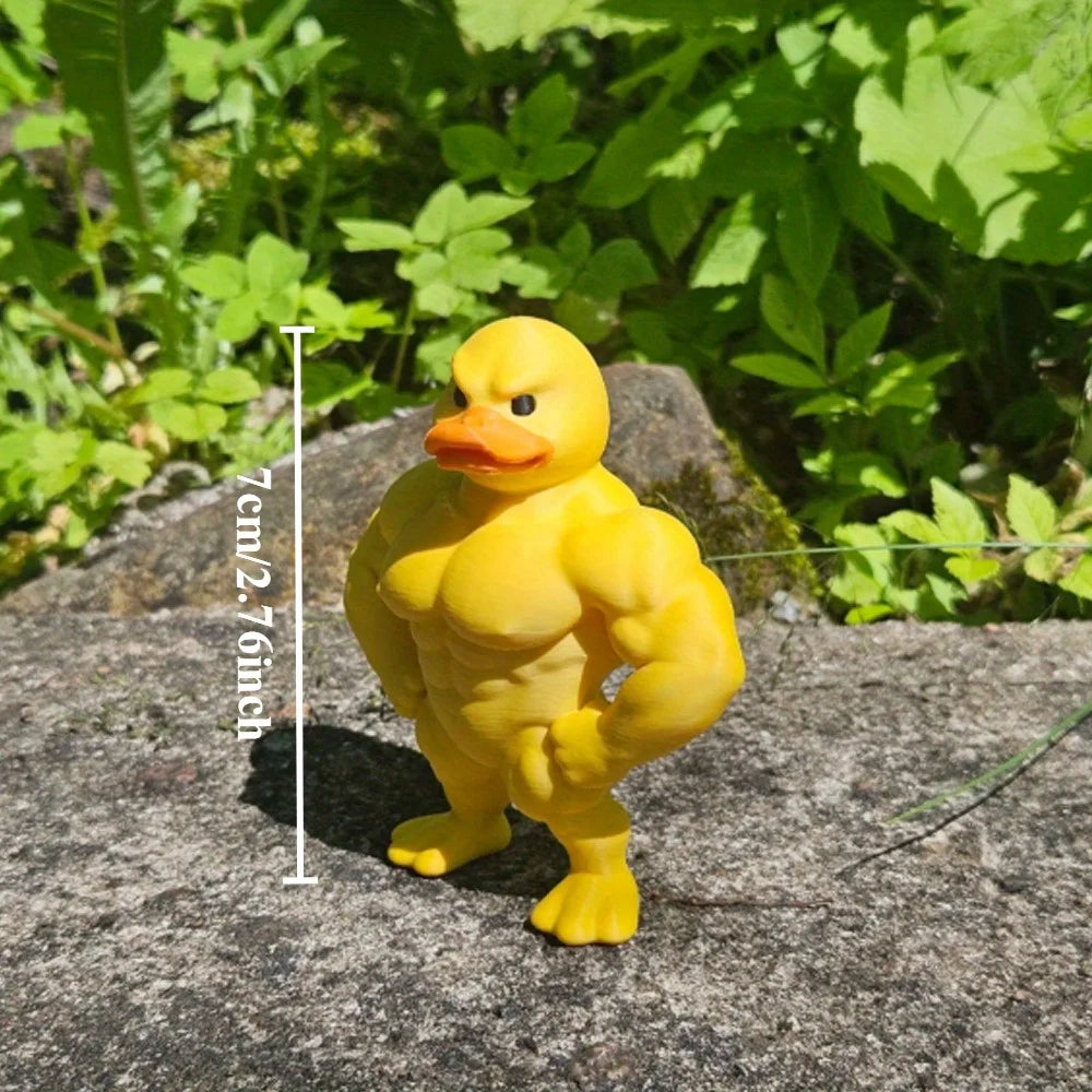 🐤💪 “Muscle Duck” 3D Whimsical Desktop Figurine – Cute & Funny Shelf Decor