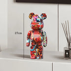 🧸✨ Graffiti Bear Resin Statue – 27cm Artistic Decor Figurine