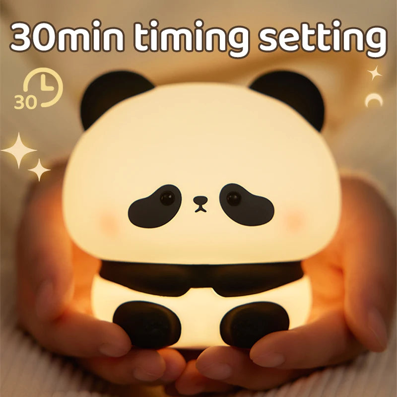 Panda LED Night Light –Soft Silicone Night Lamp, Touch & USB Rechargeable 🐼✨