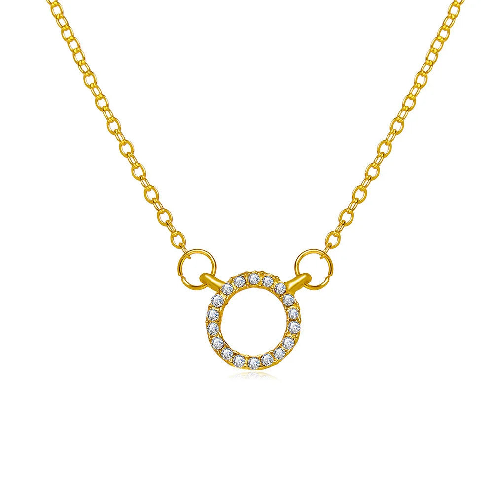 ✨ Crystal Circle Pendant Necklace – Elegant Minimalist Jewelry ✨