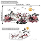 🌄 Chinese Ink Landscape Wall Stickers – 3-Piece Set