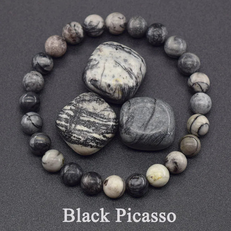 🌈 Natural Stone Energy Bracelet – 8mm Crystal Beads ✨