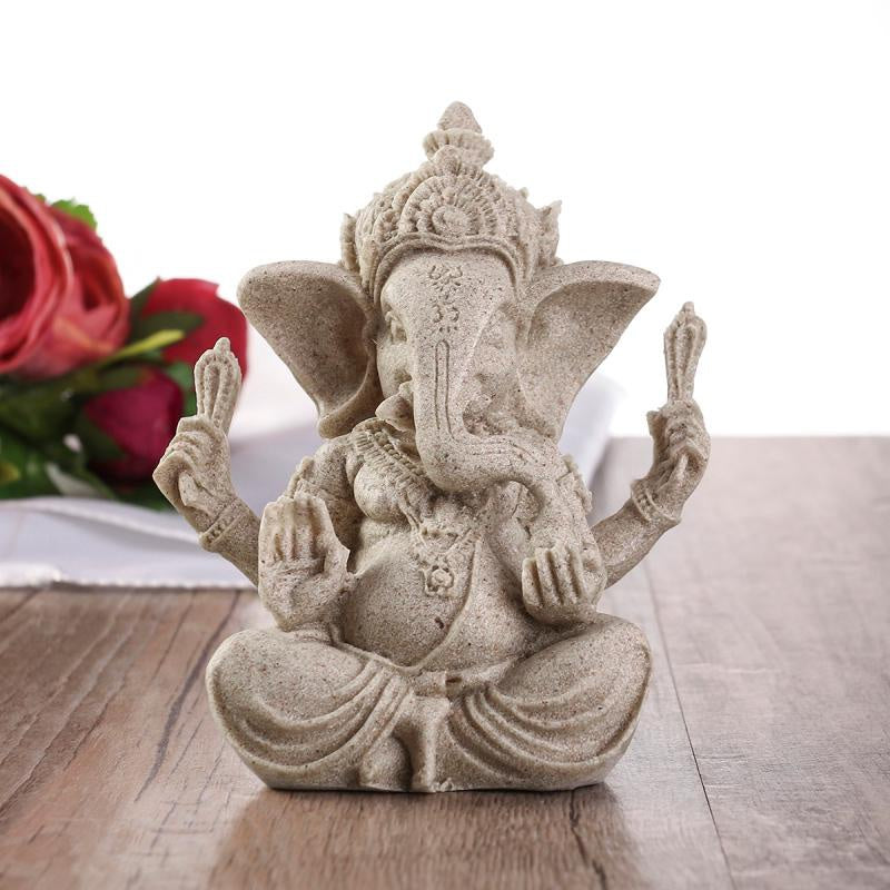 🌿 Sandstone Ganesha Elephant Statue – Handmade Spiritual Home Decor 🐘✨