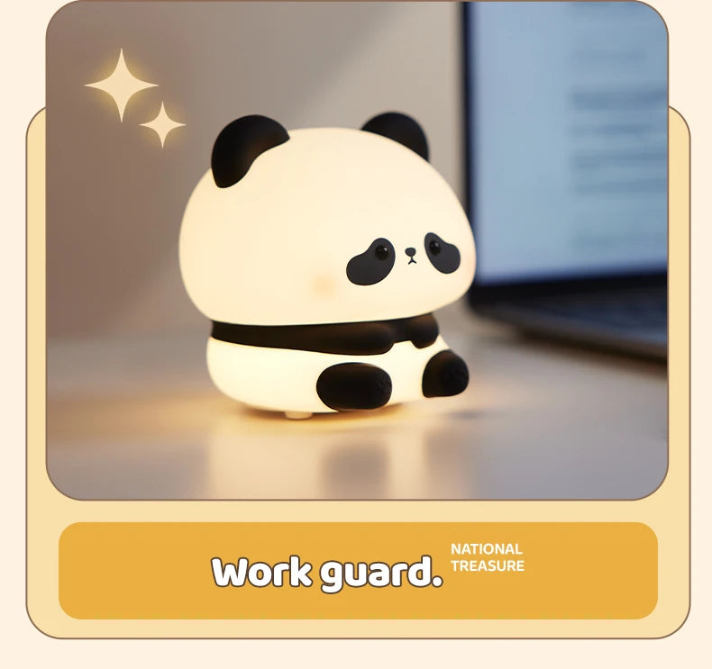 Panda LED Night Light –Soft Silicone Night Lamp, Touch & USB Rechargeable 🐼✨
