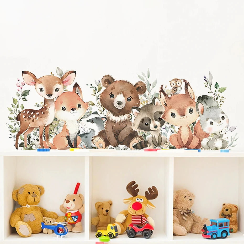 🌲 “Forest Friends Wall Decals – Cute Animal Nursery Stickers” 🦊🐻🦉✨