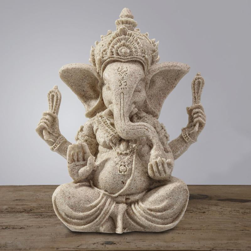 🌿 Sandstone Ganesha Elephant Statue – Handmade Spiritual Home Decor 🐘✨