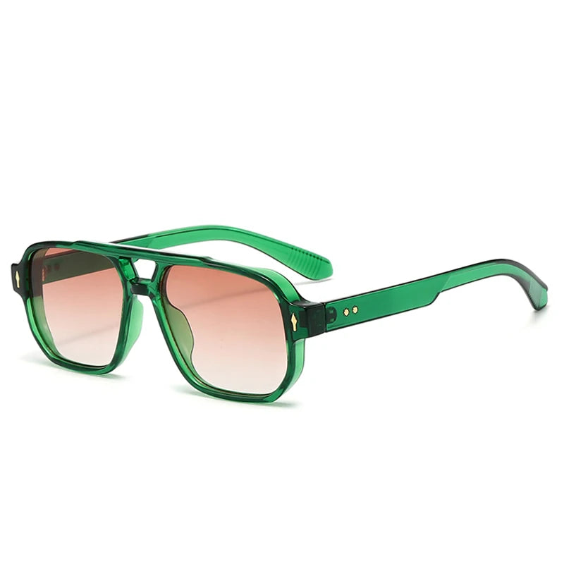 Vintage Square Double-Bridge Sunglasses 😎 | UV400 Unisex Fashion