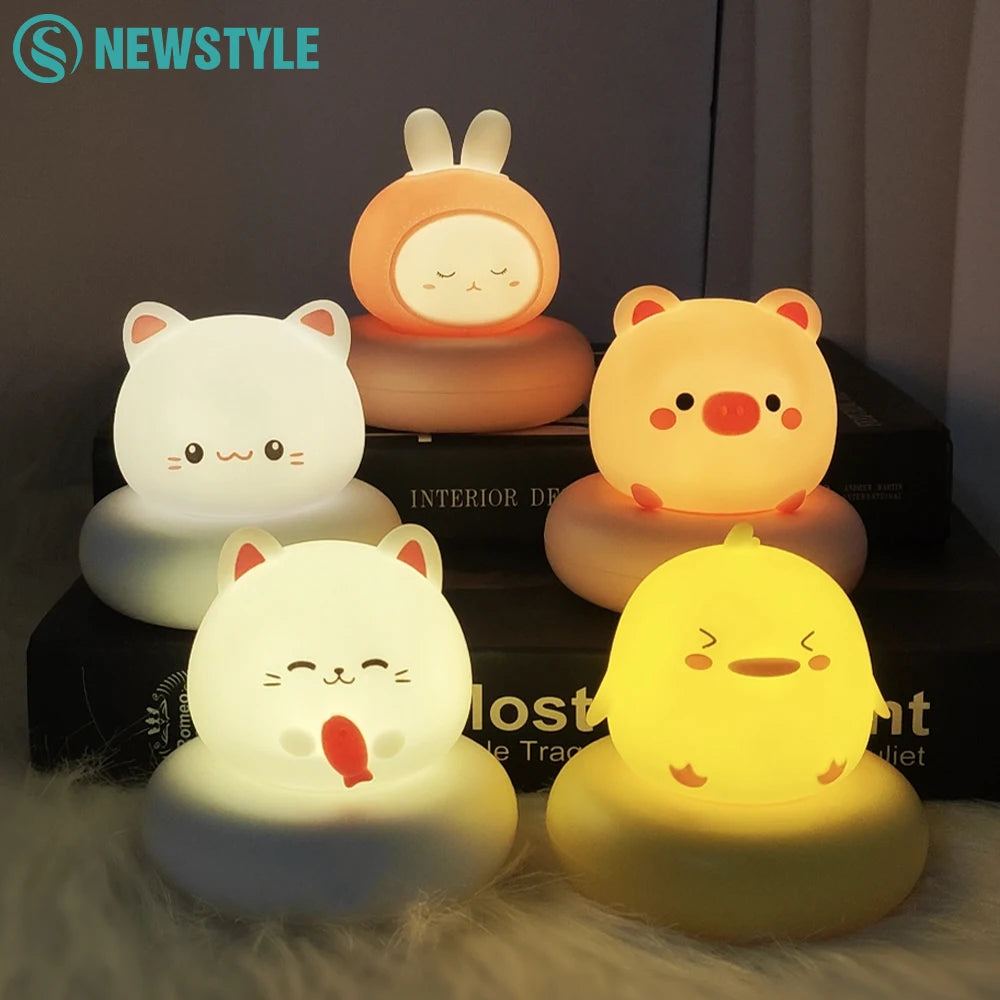 🌙 Cute Animal Night Light – Children's Night Lamp (Touch, 3 Brightness Levels)