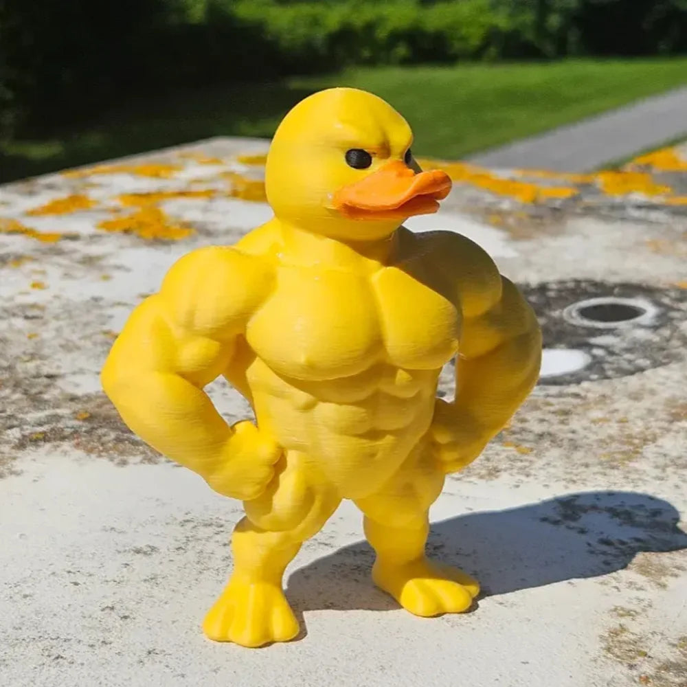🐤💪 “Muscle Duck” 3D Whimsical Desktop Figurine – Cute & Funny Shelf Decor