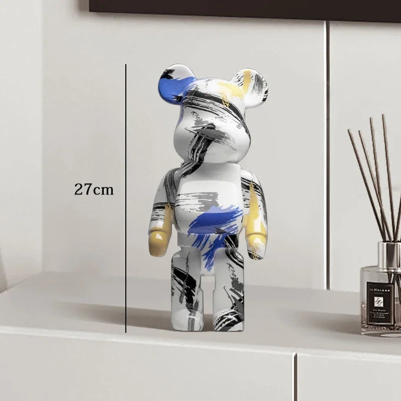 🧸✨ Graffiti Bear Resin Statue – 27cm Artistic Decor Figurine