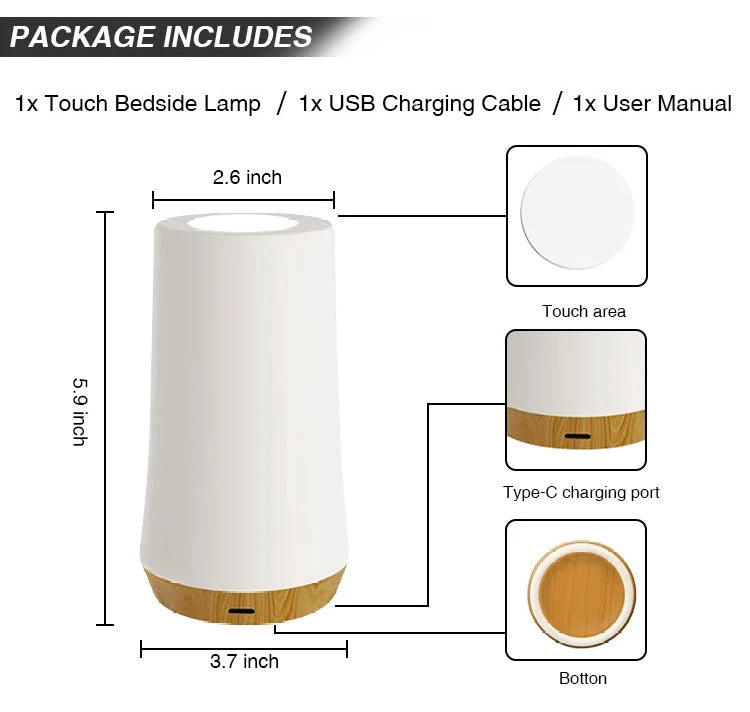 RGB Lamp 13 Colours • Touch & Remote Control • Rechargeable – Dimmable Bedside Light