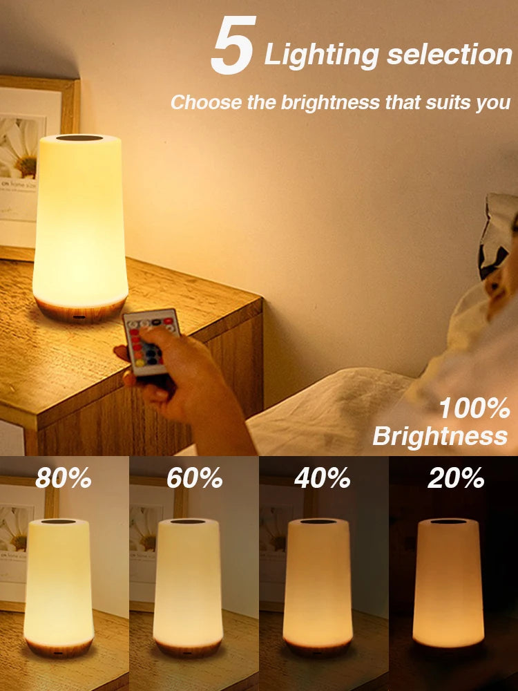 RGB Lamp 13 Colours • Touch & Remote Control • Rechargeable – Dimmable Bedside Light
