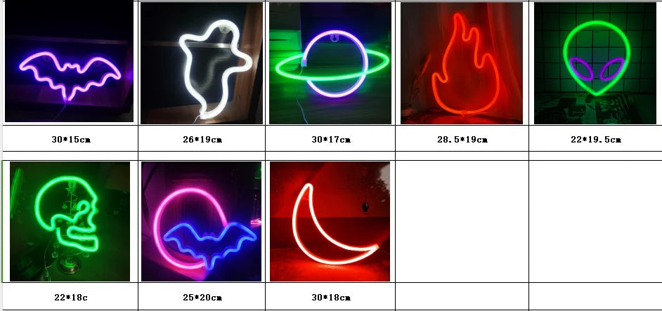 🎃 Neon LED Horror-Cute Wall Lights | Luminescent Wall Decorations 🦇✨