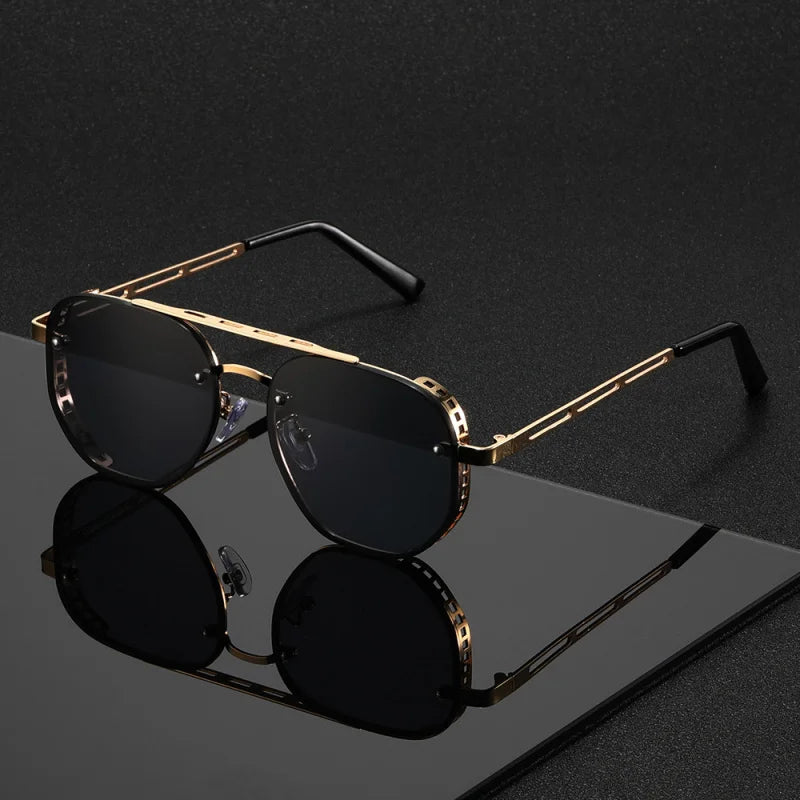 ✨ Luxury Double-Bridge Metal Sunglasses – UV400 Trendy Unisex 🕶️