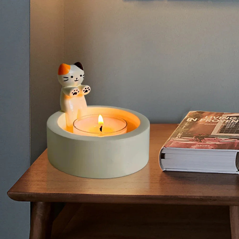 Ceramic "Cute Cat" Candle Holder - Cute Home Decoration 🐱🕯️