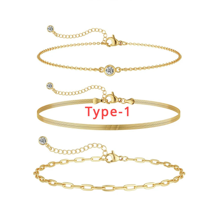 ✨ Elegant Gold Bracelet Collection – Women’s Minimalist Chain Set ✨