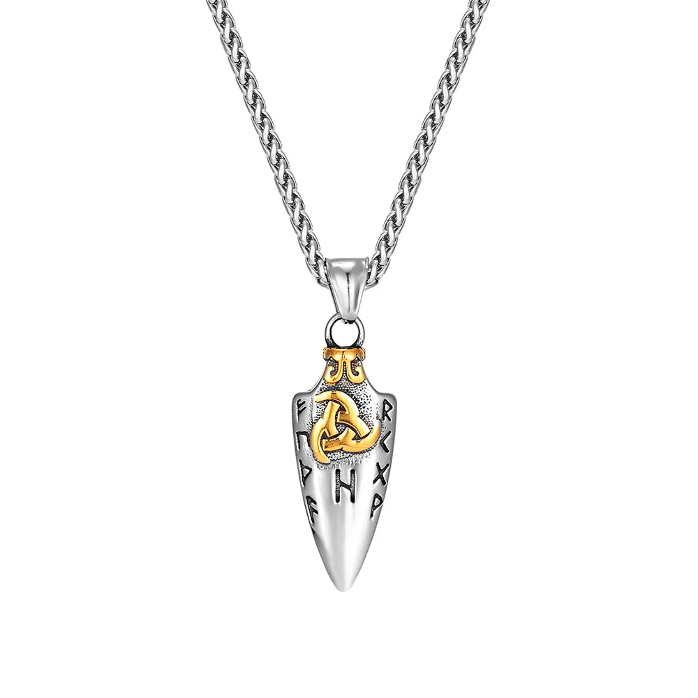 🗡️ Viking Rune Arrowhead Pendant Necklace – Norse Warrior Amulet ⚔️