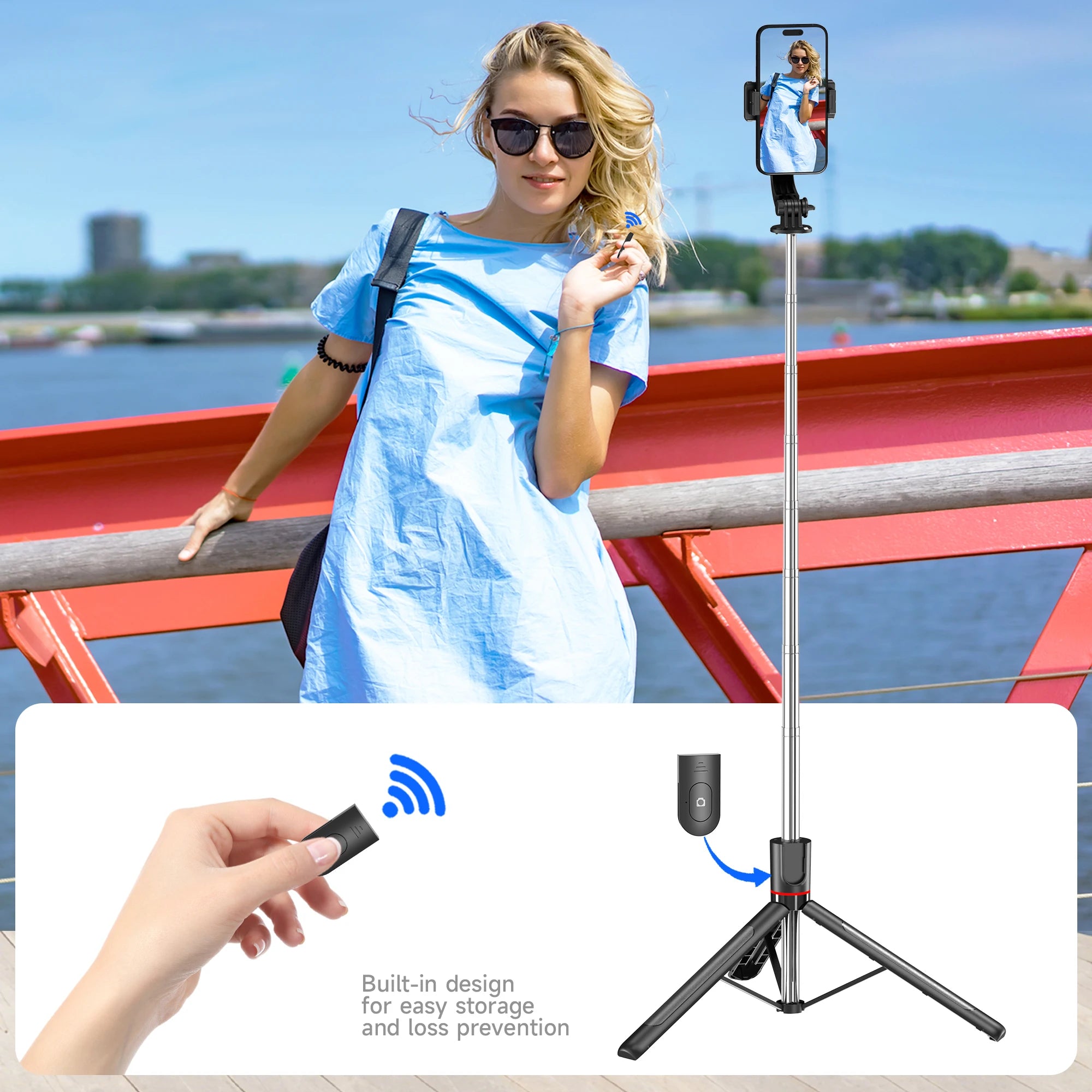 F15 68” Tripod & Selfie Stick with Wireless Remote – 360° Rotation Phone Stand for TikTok, Vlogging & Photography 📱🎬