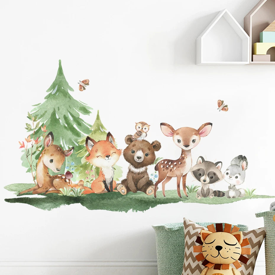 🌲 “Forest Friends Wall Decals – Cute Animal Nursery Stickers” 🦊🐻🦉✨