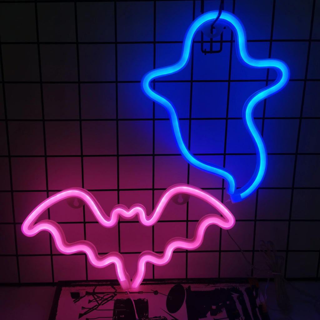🎃 Neon LED Horror-Cute Wall Lights | Luminescent Wall Decorations 🦇✨
