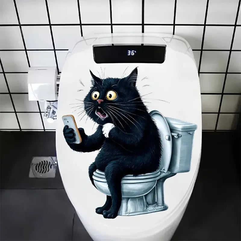 💩😹 Funny Cat Toilet Wall Sticker – Hilarious Bathroom Décor!