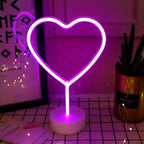 💗 Neon Heart LED –Neon Pink Lamp with Base✨
