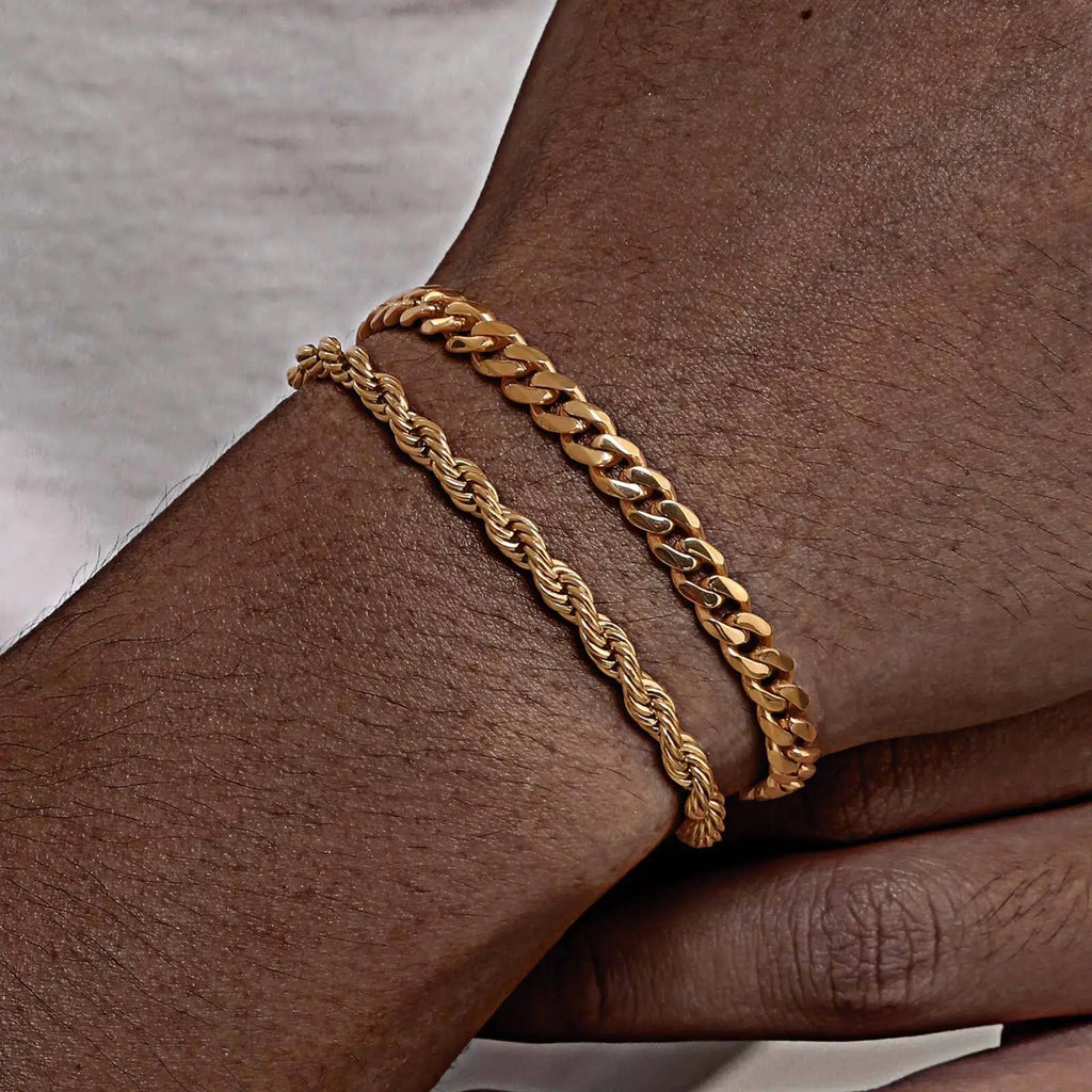 ✨ Premium Cuban Link Bracelet Set – Men’s Stainless Steel Chain (Gold/Silver/Black) ✨