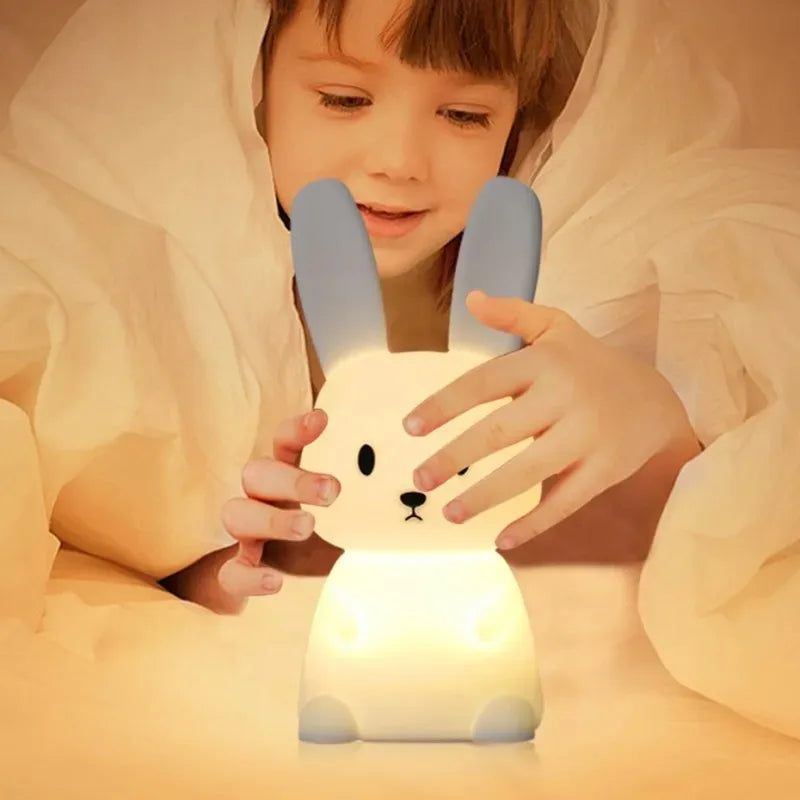 🐰 LED Night Light – Cute Silicone Rabbit Touch Lamp