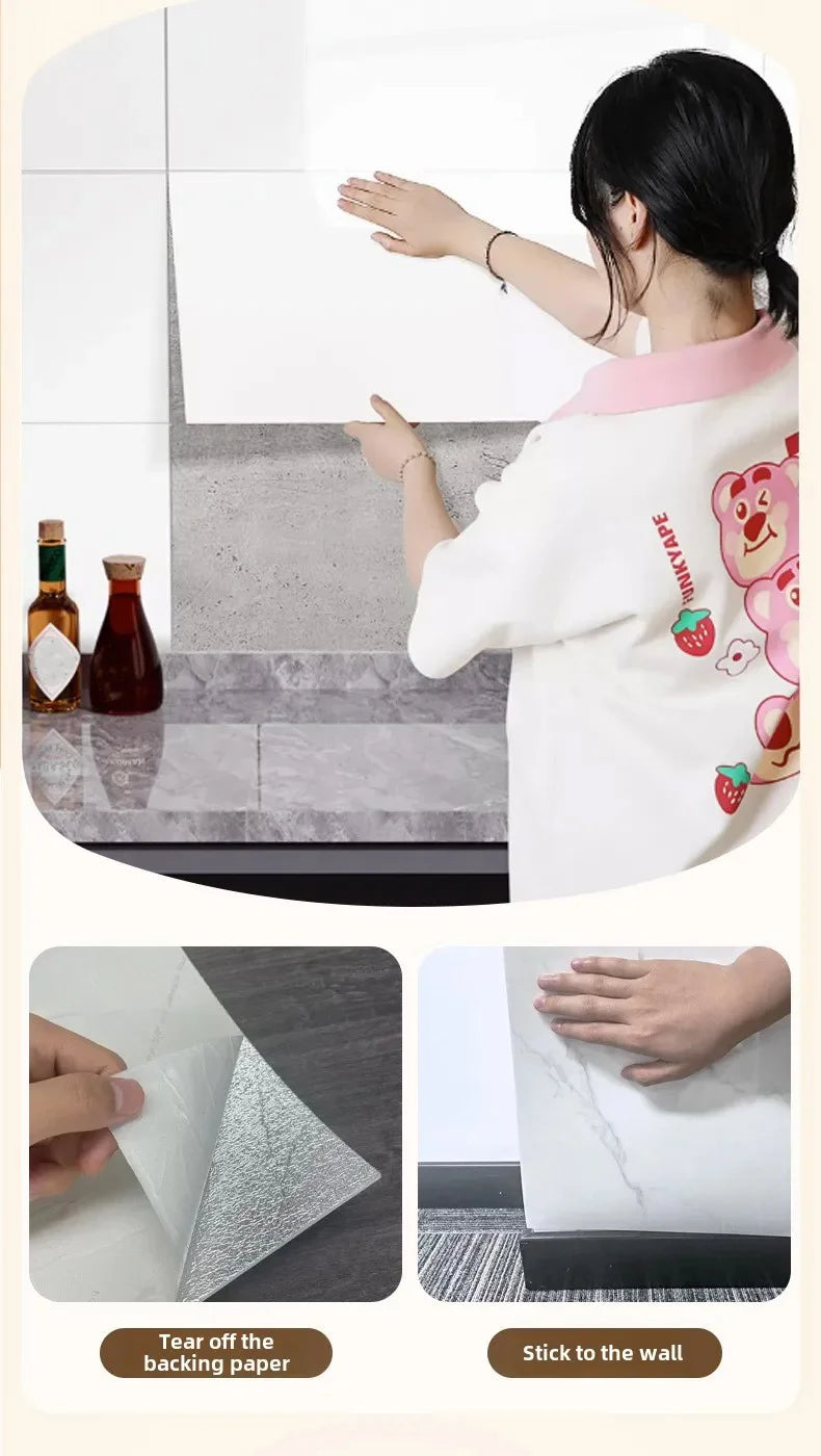 ✨ Marble-Style Waterproof Tile Stickers (10–50 pcs) – Peel & Stick Wall Decor 🧱✨